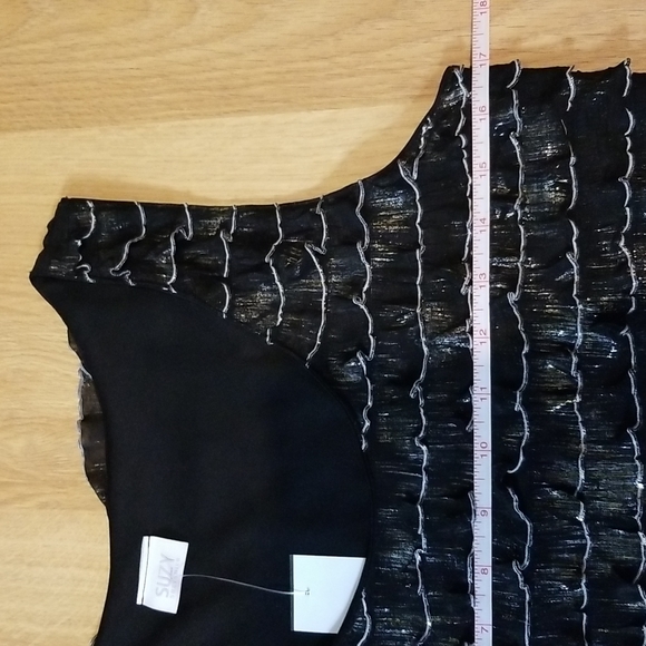 Suzy Shier black and metallic ruffle dress large NWT - Picture 8 of 12
